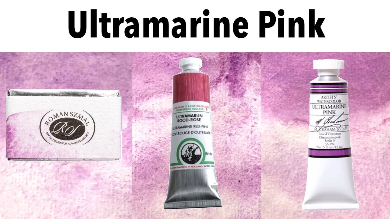 Ultramarine Pink PR259 Watercolor Comparison - Roman Szmal, Old Holland, M.Graham
