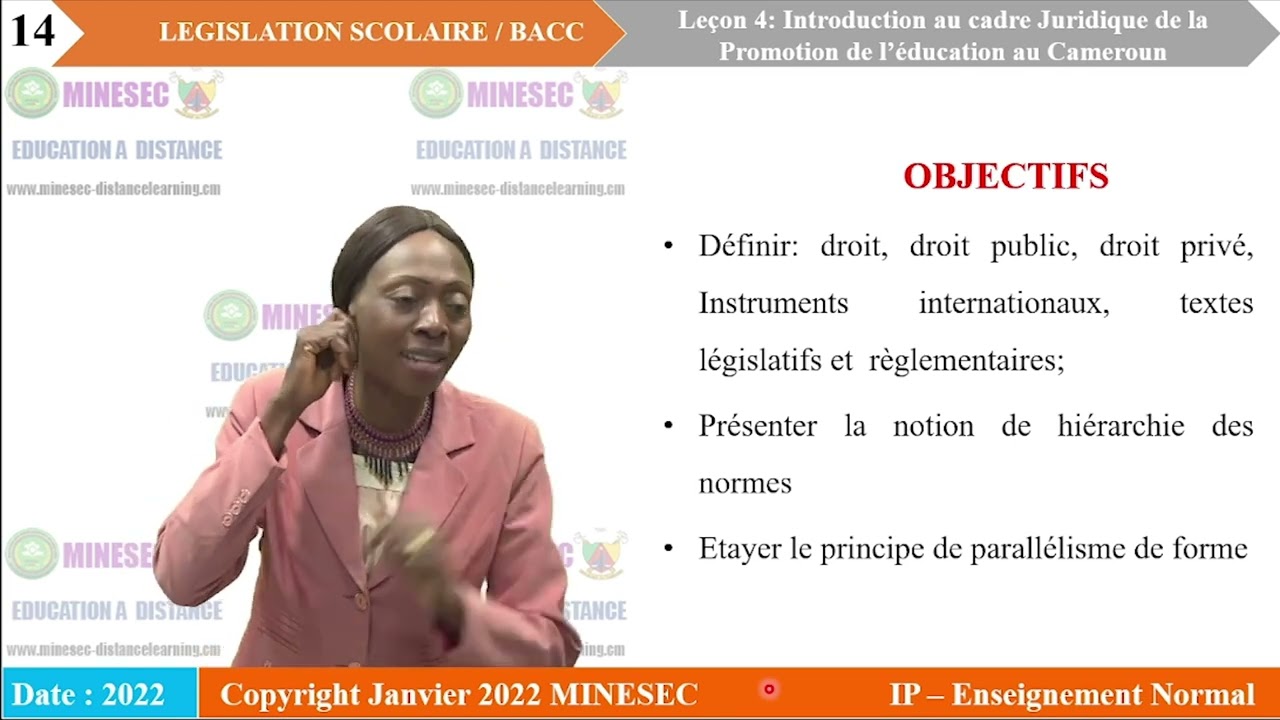 IP-EN LEGISLATION SCOLAIRE ENIBACC Leçon 4 INTRODUCTION GENERALE AU CADRE JURIDIQUE