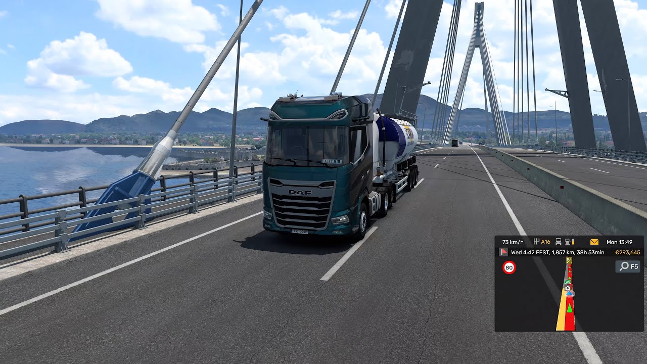 Euro Truck Simulator 2 . Mitilini (Greece) - Ajaccio (France) . Distance : 2489 km . Greece DLC .