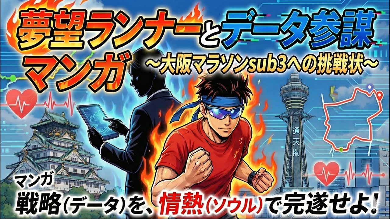 漫画　夢望ランナーの大阪マラソンsub３への挑戦状