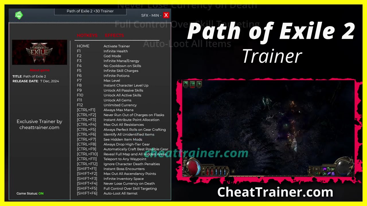 Path of Exile 2 Trainer Cheats +30 - God Mode, Max Level, Unlimited Currency