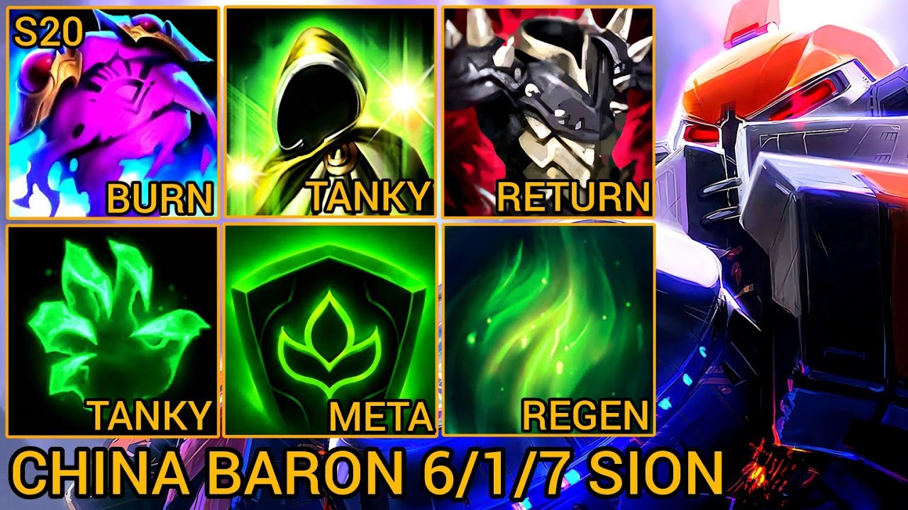 Sion MVP Baron Lane S Rating 6/1/7 - China Wild Rift New Meta Build & Runes By Tiarty