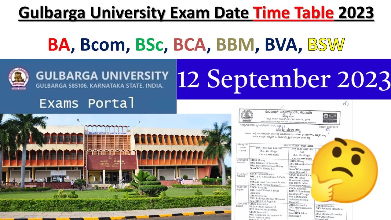 2nd 4th 6th Sem Gulbarga University Exam Timetable 12 Sept 2023 || Video created using MS PowerPoint