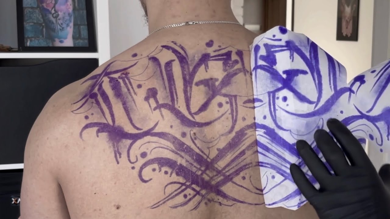 Dark lettering tattoo | Time lapse