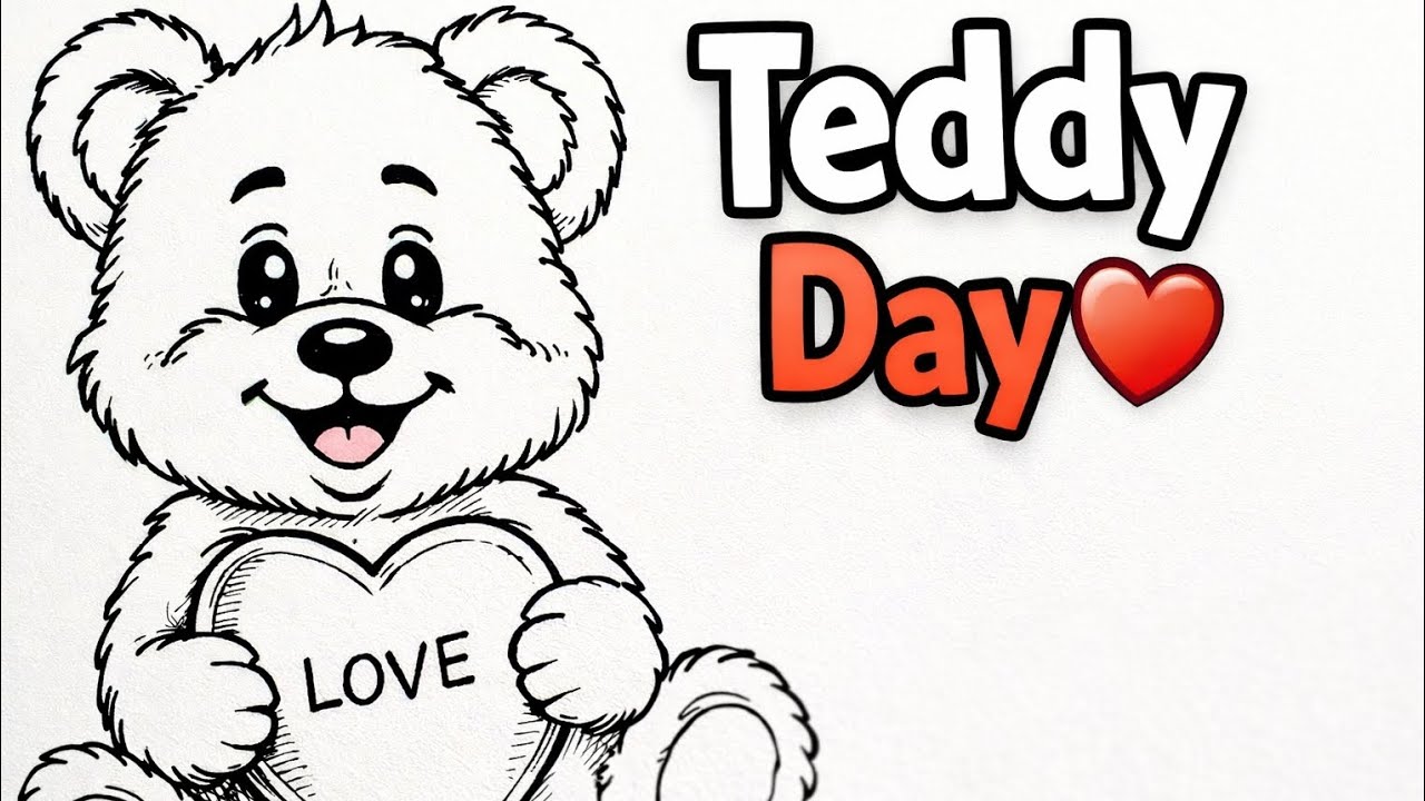 🧸 Teddy Day Special art ❤️✨ easy Teddy bear drawing 💕#teddyday #teddybear #cuteteddy #artlove 