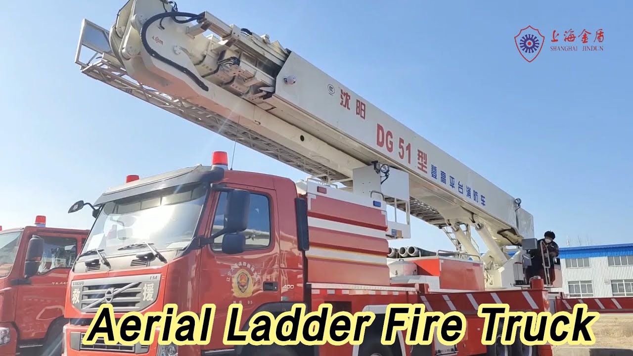 Hydraulic Aerial Ladder Fire Truck Two Seats Heavy Lift Jet High Altitude