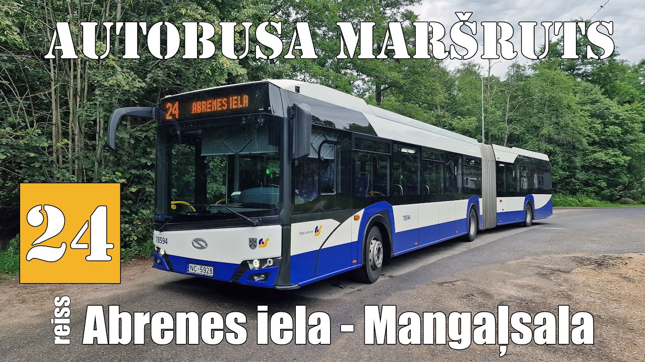 Rīga, Autobusa maršruts №24, Reiss: Abrenes iela - Mangaļsala. Timelapse 2x