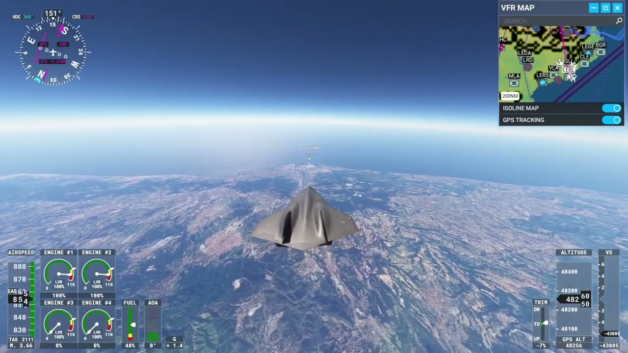 London to Barcelona using the Dark Star in MSFS
