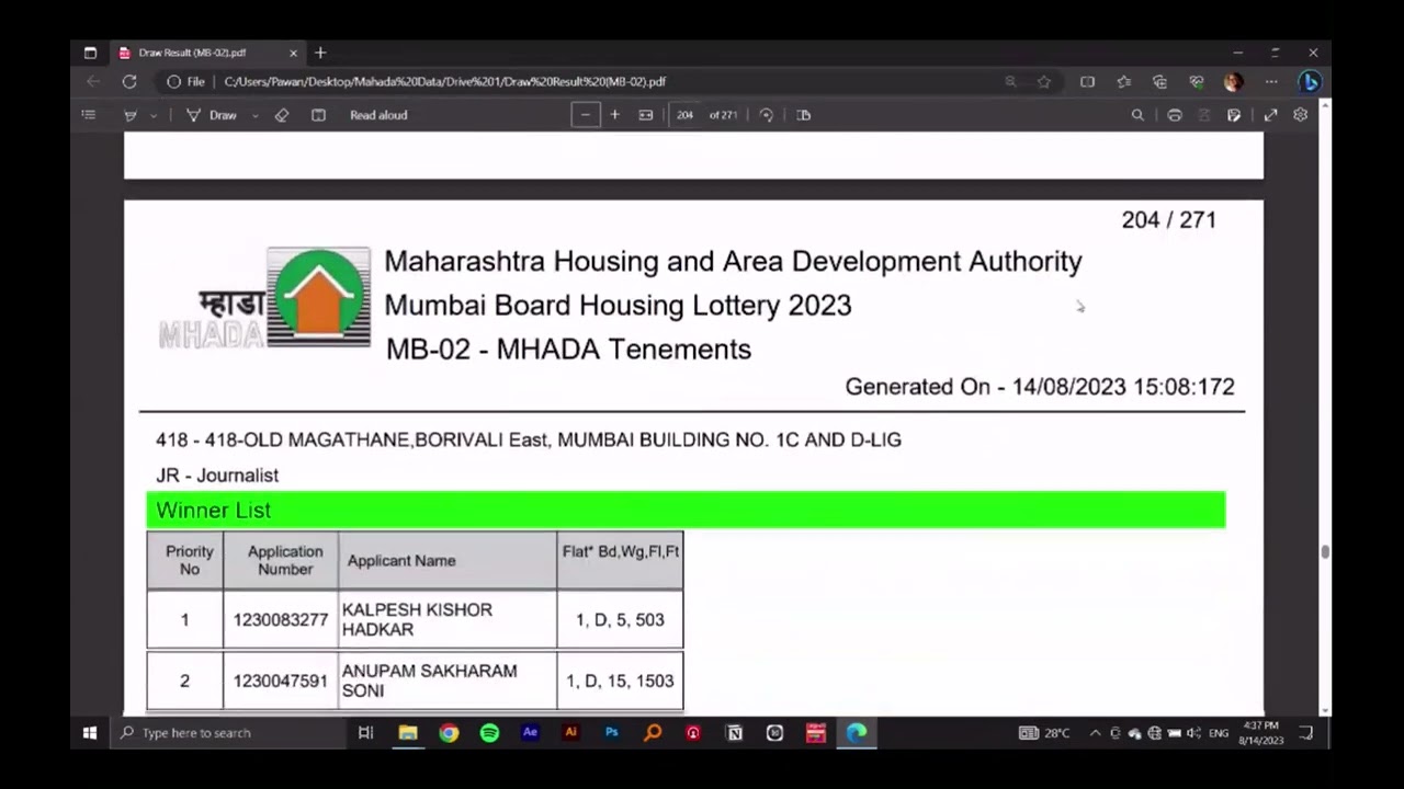 Mhada winners | 418, Old magathane, Borivali | Mhada mumbai lottery 2023 | @InvestPur #mhada