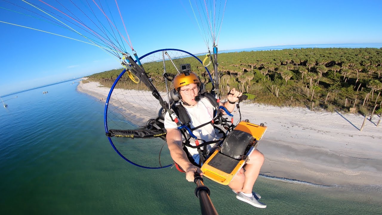 Flying With My OneWheel On My Paramotor To A Private Island.
