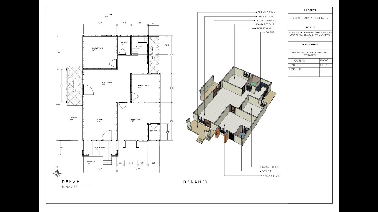 cara merubah gambar 2D menjadi gambar 3D Isometri  di layout -video-5 , gambar DED di layout