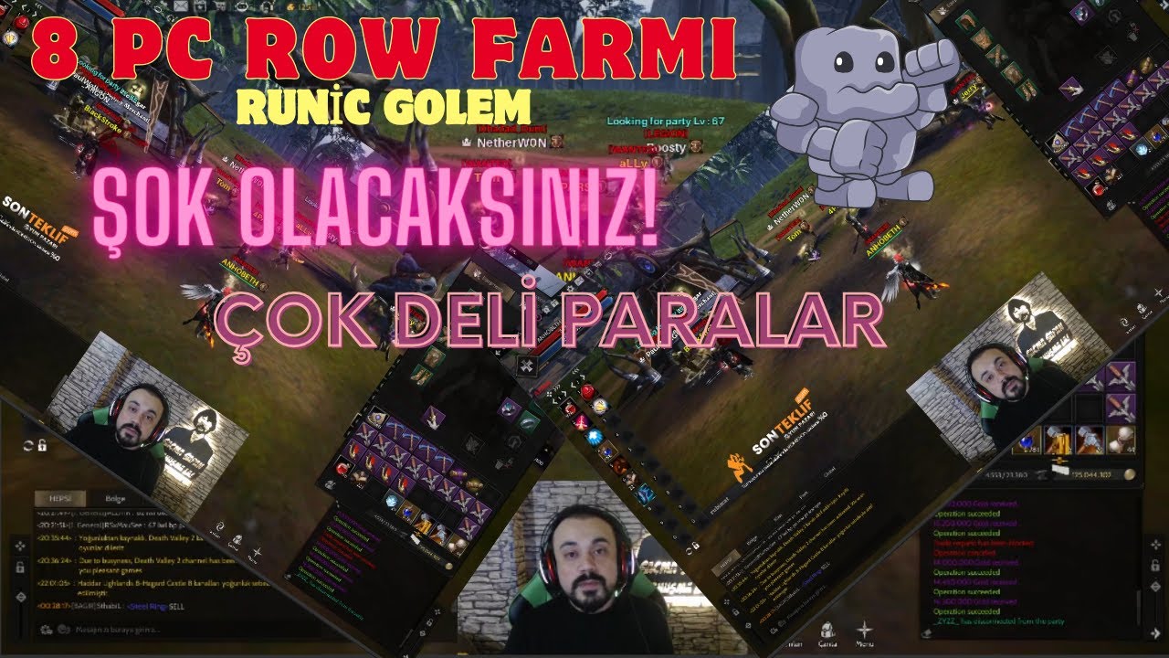 8 PC ROWDA 24 SAAT RUNİC GOLEM FARMI / SONUÇLARA ÇOK ŞAŞIRACAKSINIZ / Rise Online