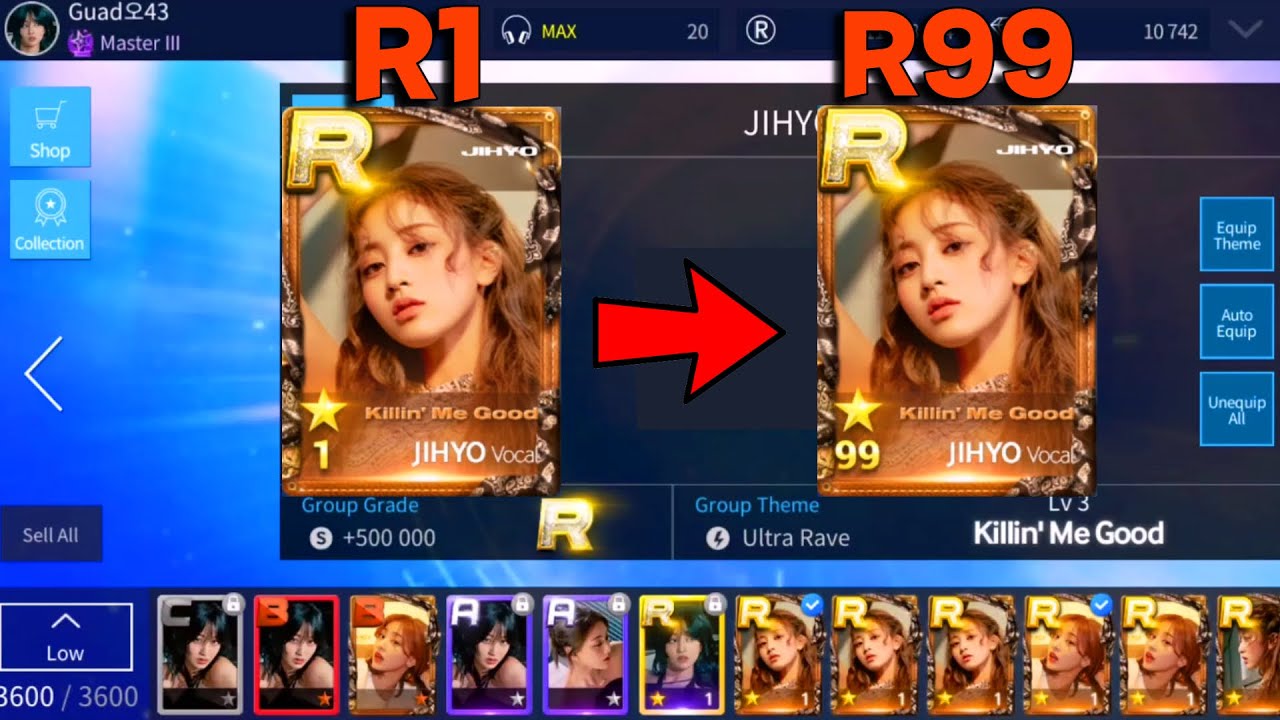 Upgrading Jihyo R1 to R99 SuperStar JYPNation (cost, what to use etc in the description)