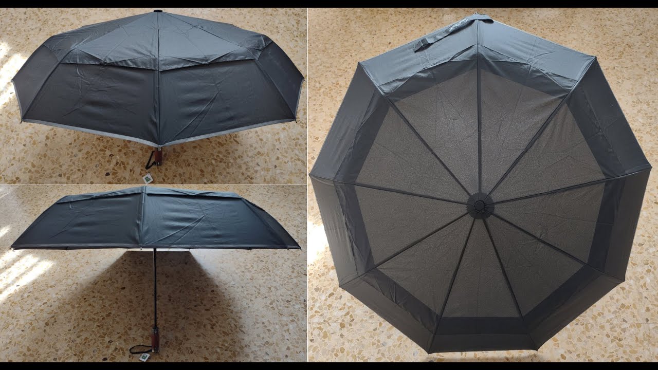 Paraguas automático con ventilación y borde reflectante, marca Royal Walk