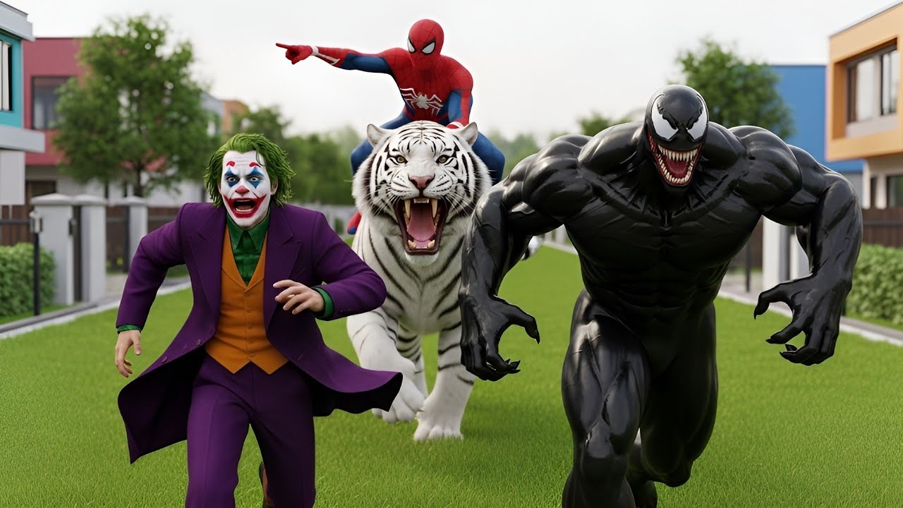Spider-Man’s White Lion vs Joker & Venom | Epic Cinematic AI Story of Power & Training