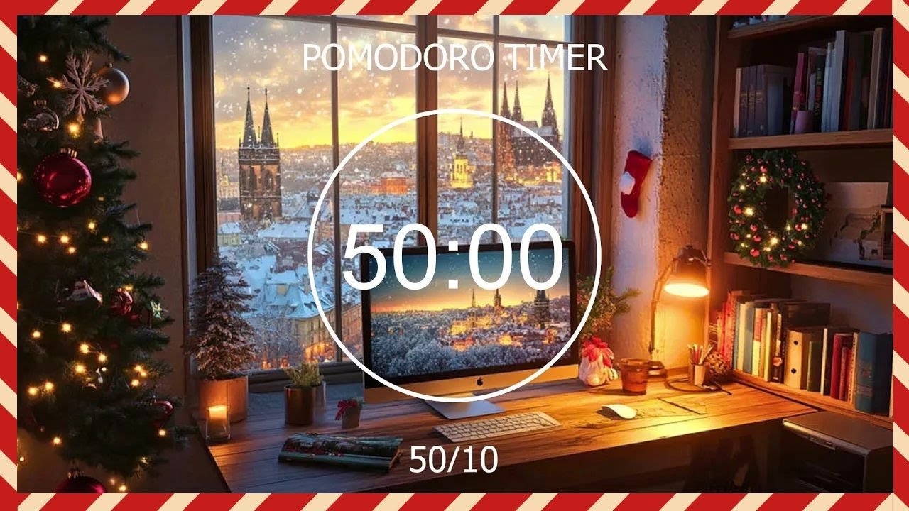 Christmas in Prague 🌆 50/10 Study Pomodoro Timer - Jazz Music, Ambience Work, Study and Relaxation