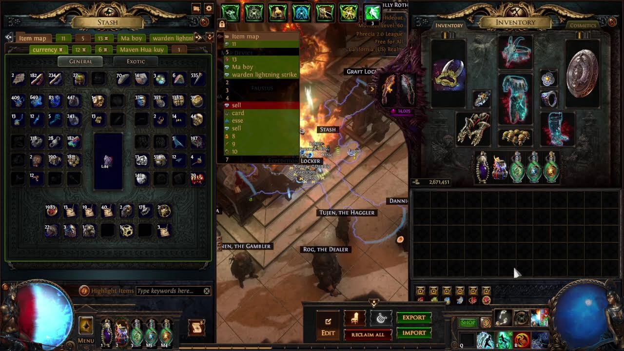 poe 1 Legacy of Phrecia ele hit build เบิ้มๆ เหลือ cluster กับ jewel นิดหน่อย