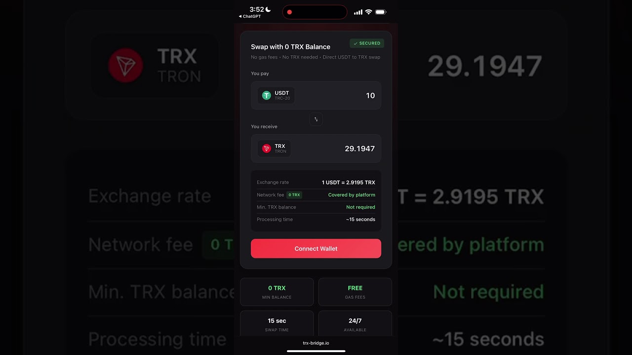 How to Swap USDT TRC-20 to TRX With 0 TRX in Trust Wallet
