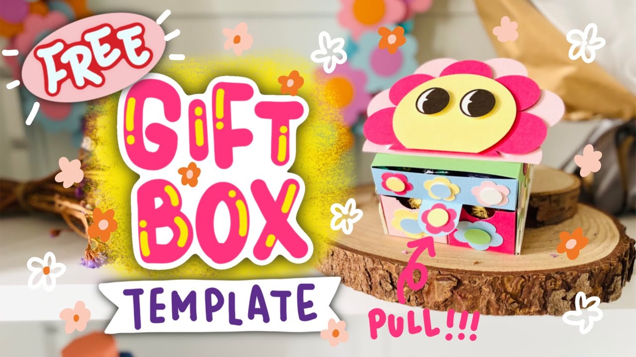 Cute DIY paper gift box idea - Flower pop-up box - free crafting template - easy spring craft