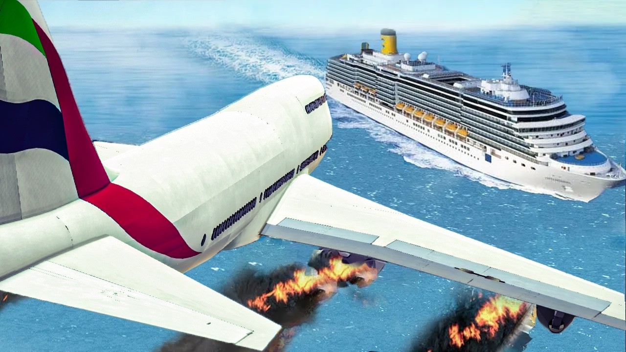 Airplane Crashes Into BIG SHIP After Engine Exploded | Emergency Landings In Besiege plane crash