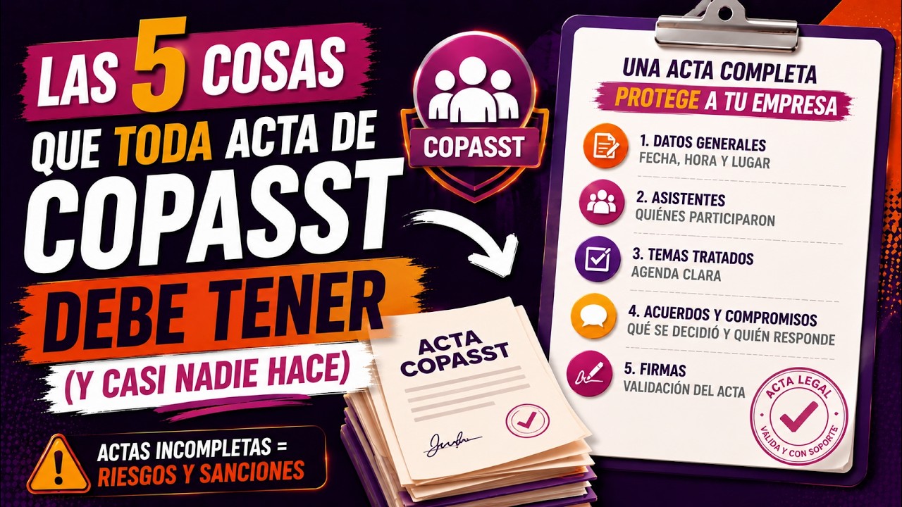 5️⃣Cosas que debe tener ACTA de reunión de COPASST, CCL o Brigada☑️