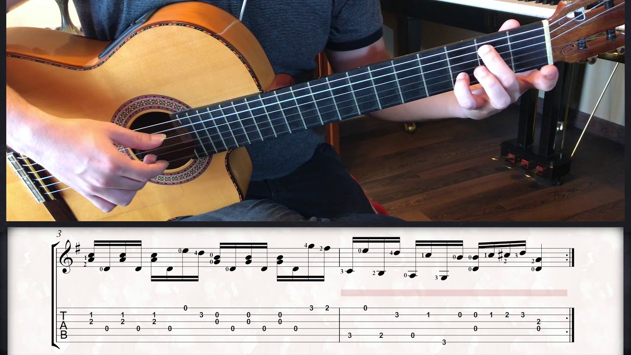 Andantino en Sol Mayor (Ferdinando Carulli) partitura y tablatura / guitarbn