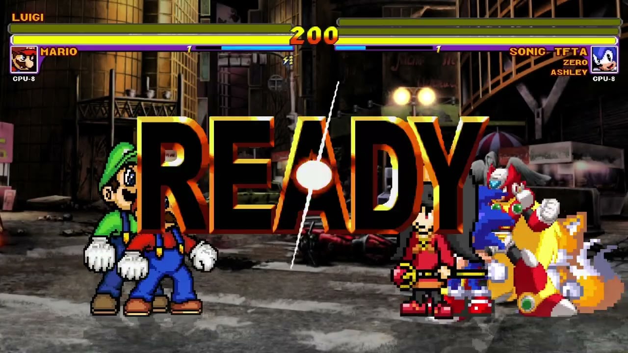 [Mugen GAME] Mario & Luigi VS Ashley with Sonic TFTA & Zero