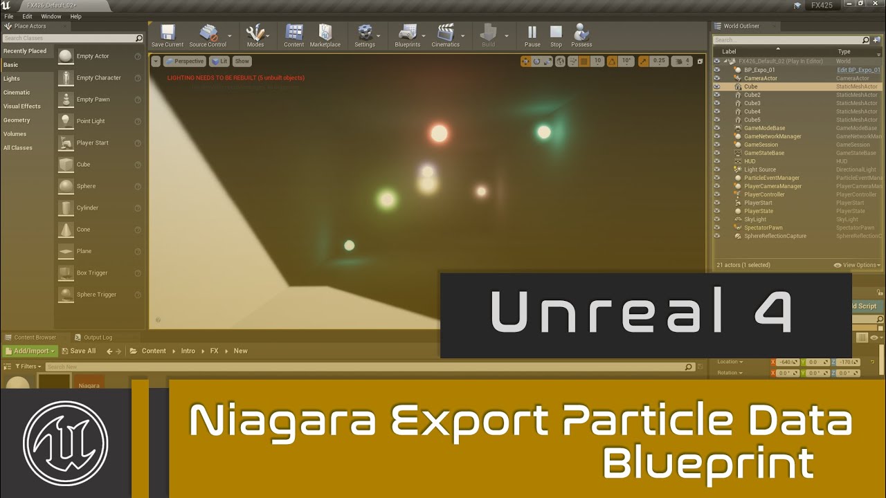 UE4 - Niagara Экспорт данных частиц в Blueprint - Коллизия