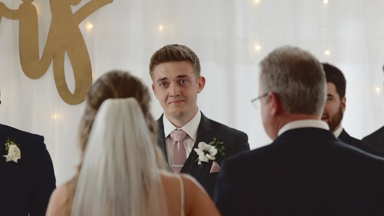 Groom Cries When He Sees Bride | Amanda + Wil | The Atrium at Blue Haven | Sioux Falls, South Dakota