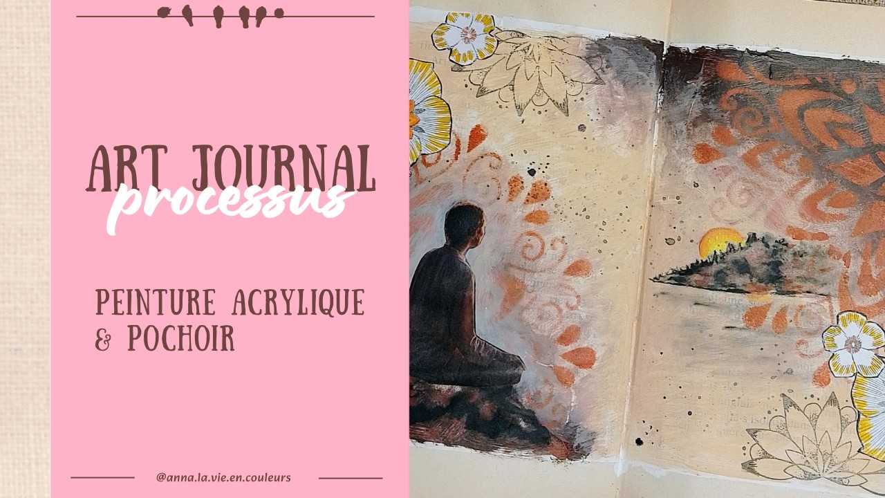ART JOURNAL Page – Création d’un fond simple – paysage mixed media