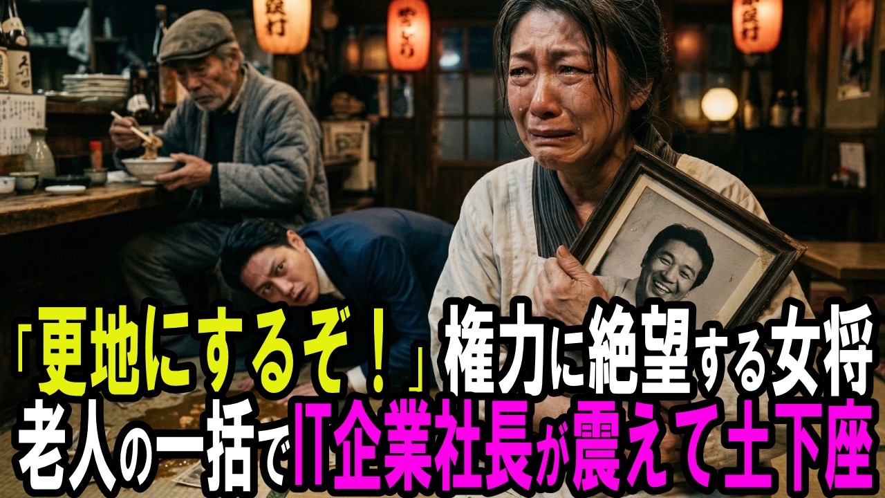 【スカッと】亡き夫の店を壊す傲慢IT社長。だが、隅で定食を食べる老人が「ある電話」をかけると…伝説のフィクサーが大逆転！