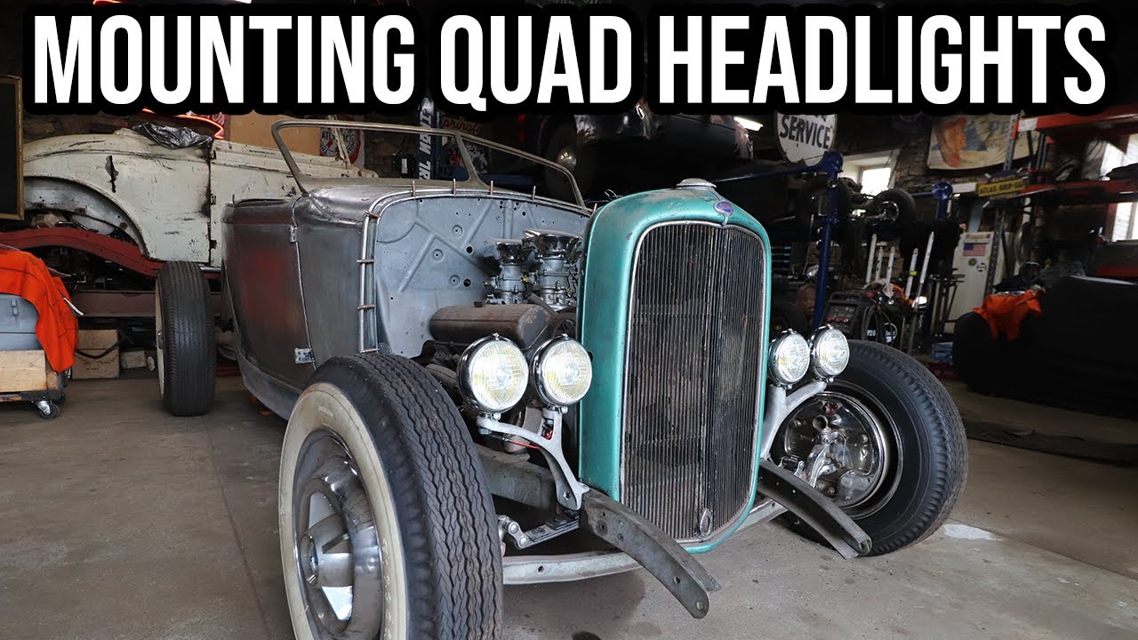 Installing Rare 1950&rsquo;s Quad Headlights on Model A Roadster!!
