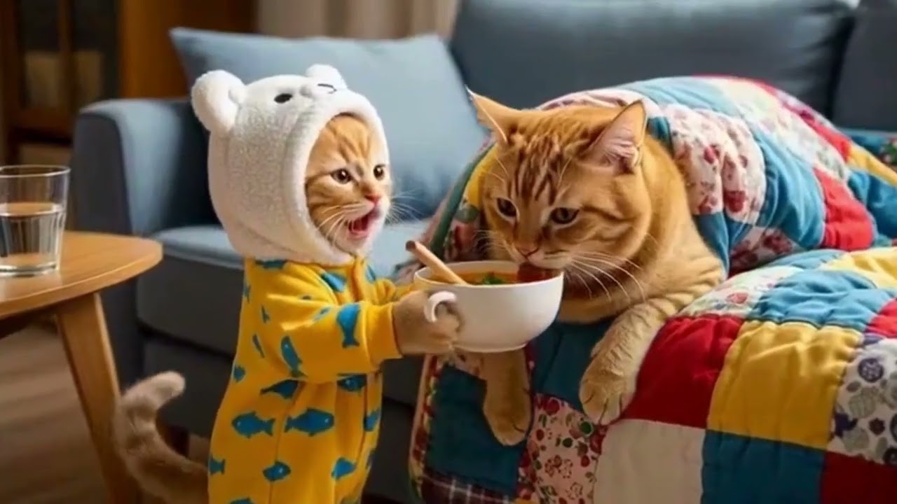 Small Ginger Kitten Takes Care of Sick Mama Cat 💔  Heartwarming Cat Story