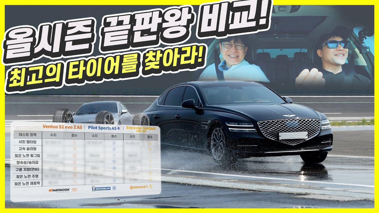 제네시스 4계절 타이어는 이게 최고! 한국타이어, 미쉐린, 컨티넨탈 비교 시승기!  @테크노링? 현대차 태안 서킷? 첫공개!