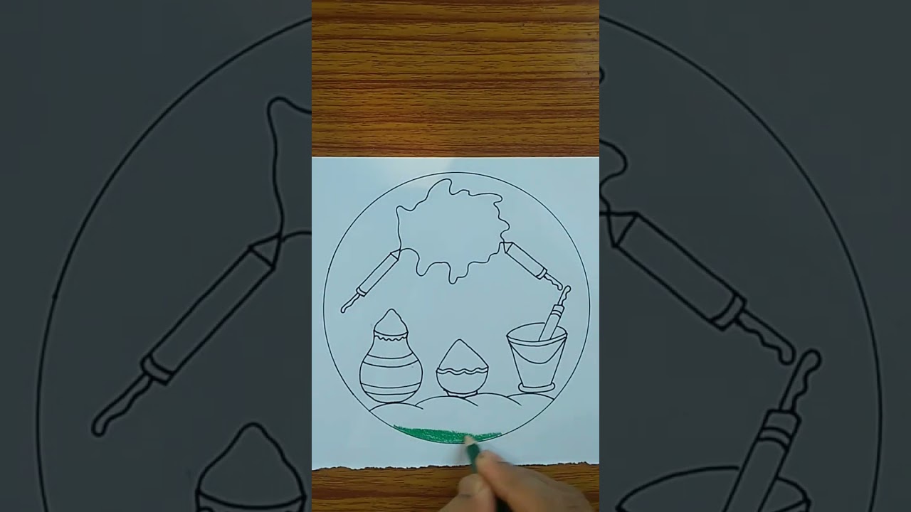 Holi Drawing Easy / Creating a Colorful Holi Festival Drawing Step-by-Step Tutorial / Holi Poster