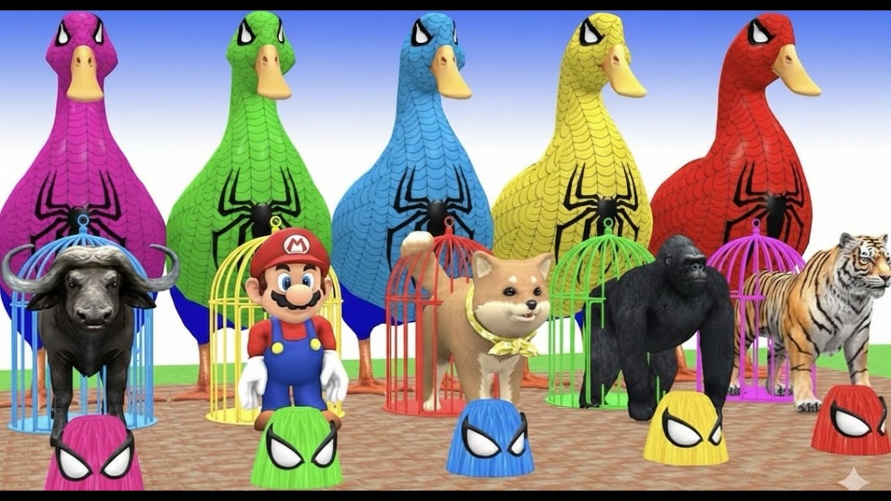 Long Slide Game With Cow Elephant Gorilla Hippopotamus Tiger 3d Animal Game Funny 3d Animals