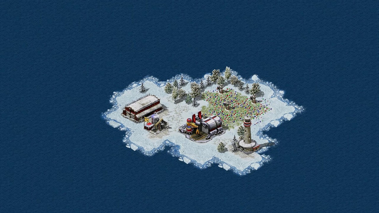 Yuri's Revenge Red Alert 2 Замерзшая земля Новая карта Масштабирование 3000 Версия Сверхсложный ИИ