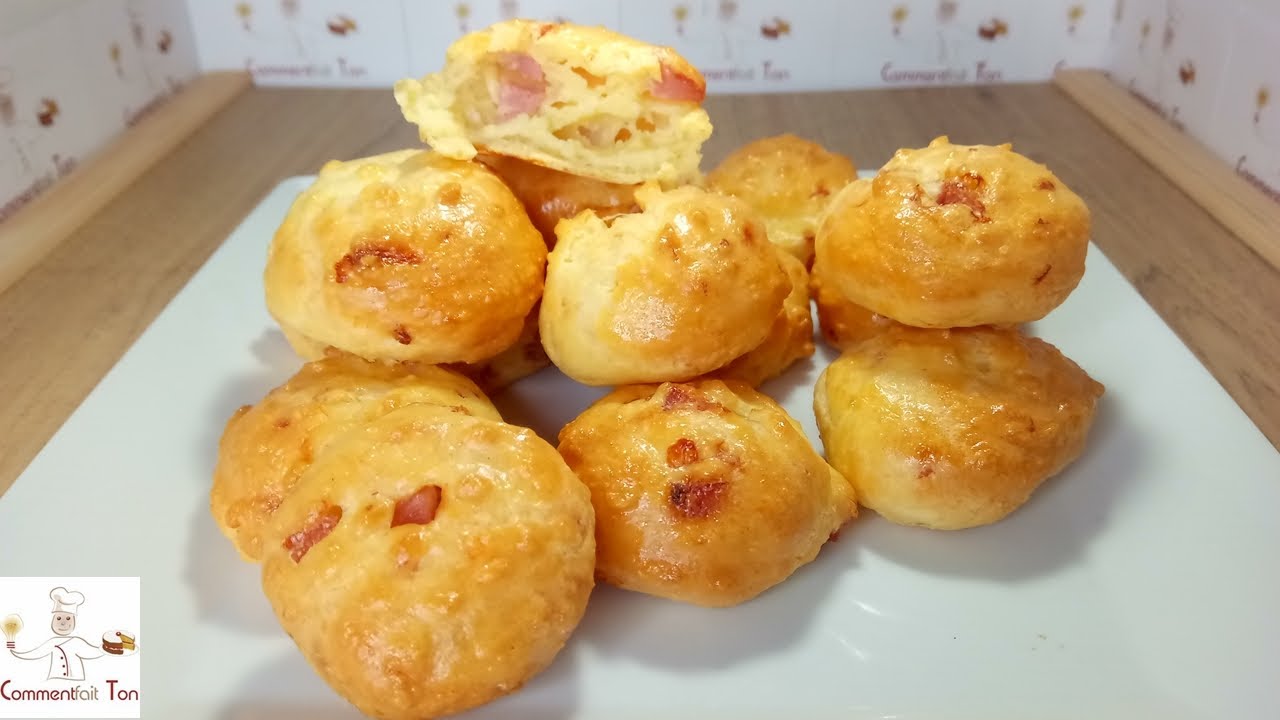 Gougères au fromage et au jambon - Recette de gougères facile