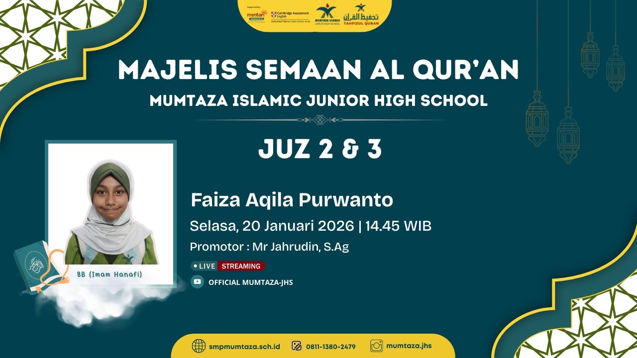 🔴 TASMI' AL-QURAN BIL GHOIB JUZ 2 & JUZ 3 - FAIZA AQILA PURWANTO