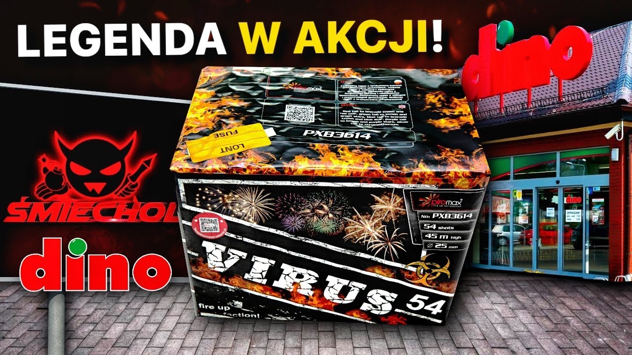 Fajerwerki z Dino wyrzutnia Virus 54 PXB3614! Legenda z dyskontów 2025/2026