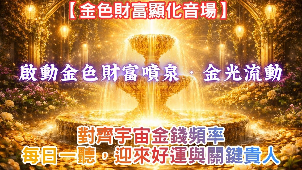 ✨【金色財富顯化音場】｜啟動金色財富噴泉・金光流動｜對齊宇宙金錢頻率｜每日一聽，迎來好運與關鍵貴人