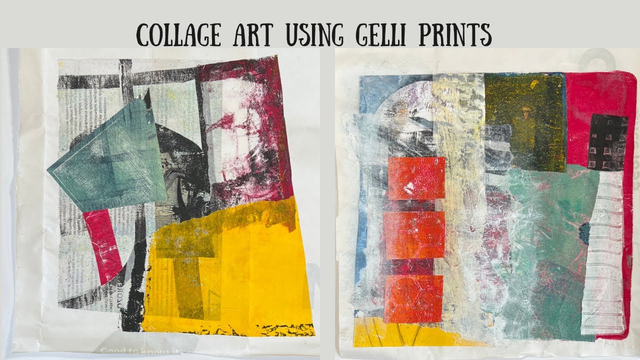Abstract art collage using gelli prints: simple and easy for beginners