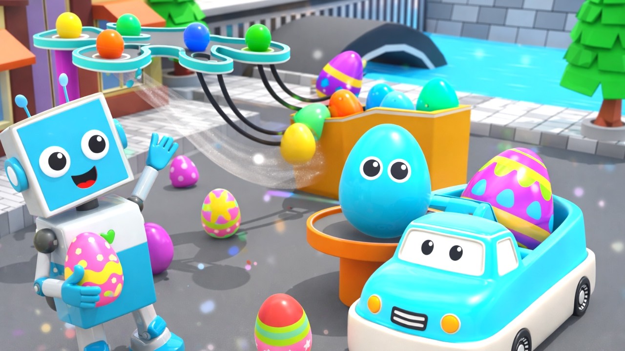 Lulu Robot, Baby Cars and Easter Eggs Fun Games