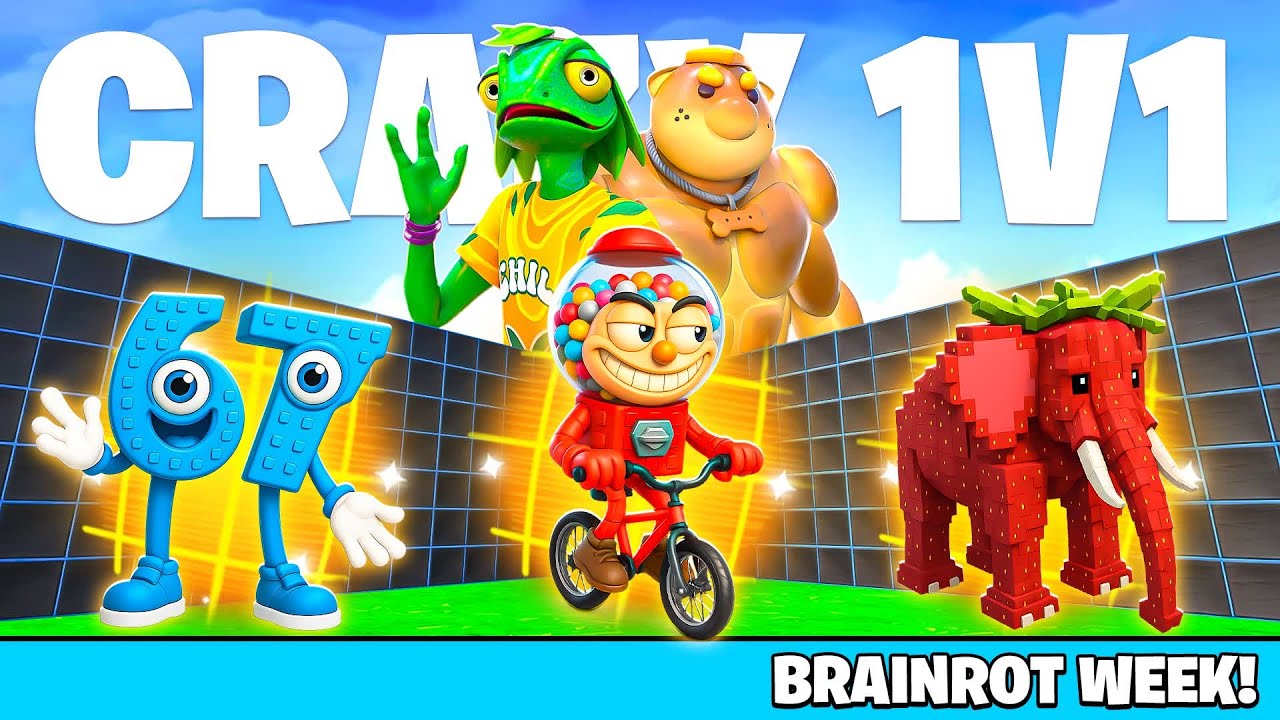CRAZY 1V1 FFA ALL GUNS & RIDES MAP FORTNITE CREATIVE - FIND ALL SECRET BRAINROTS LOCATIONS
