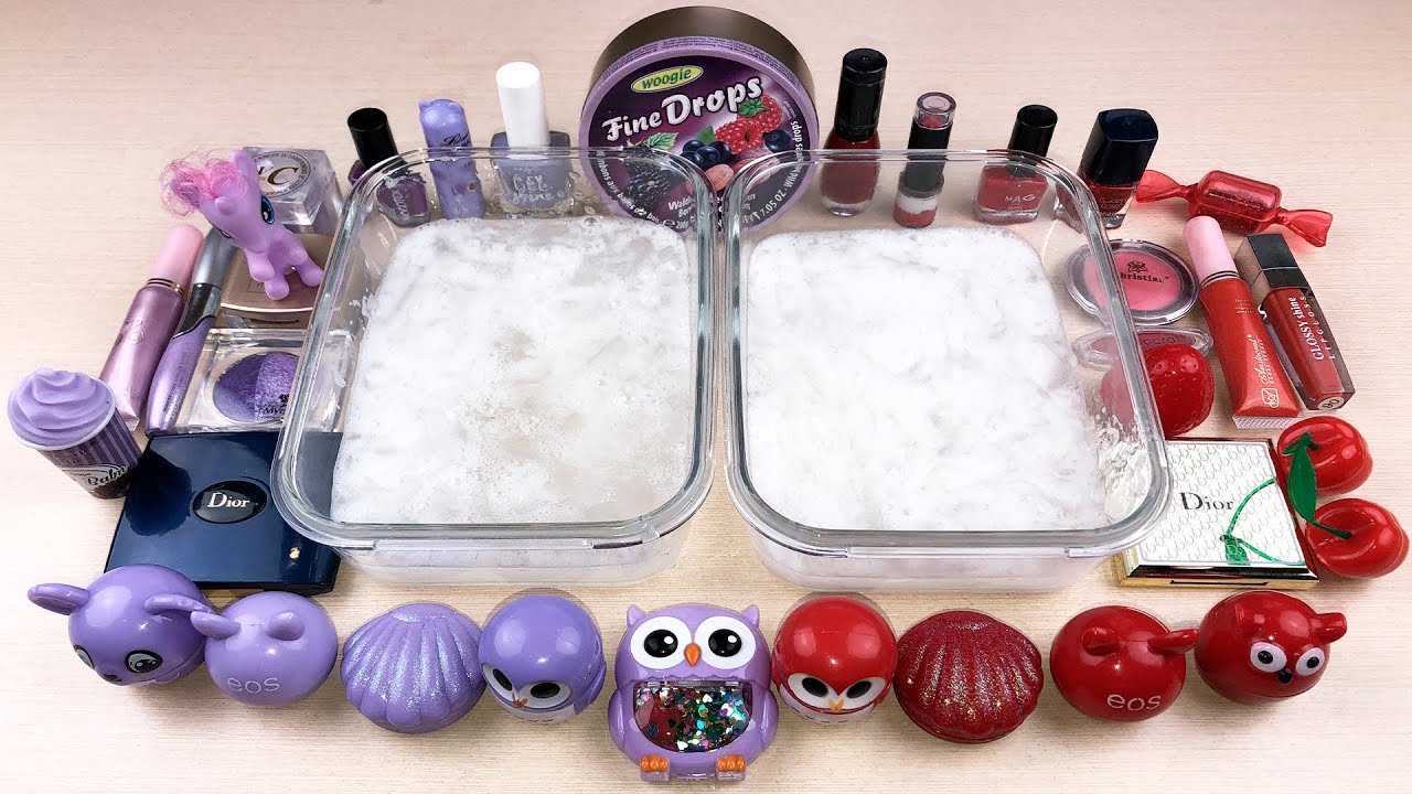Purple vs Red ! Mixing Makeup Eyeshadow Into Slime ! Satisfying Slime Video ! LIKE EVA