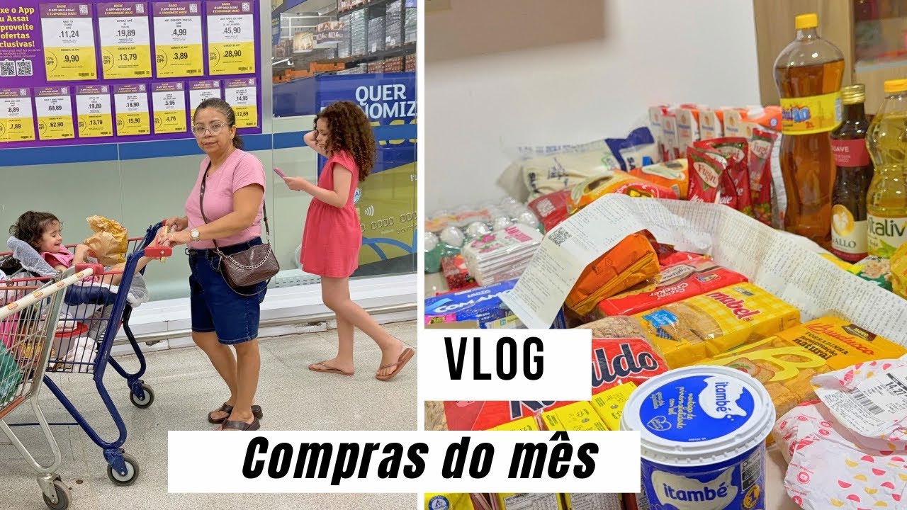 Compras do mês  no Assaí com minhas netas / vlog de rotina ,valor total das compras 