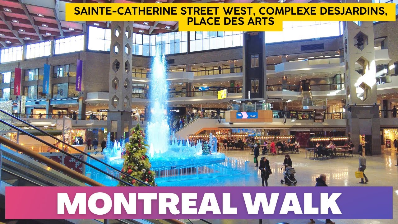 Walking on Sainte-Catherine Street in Downtown Montreal / Complexe Desjardins