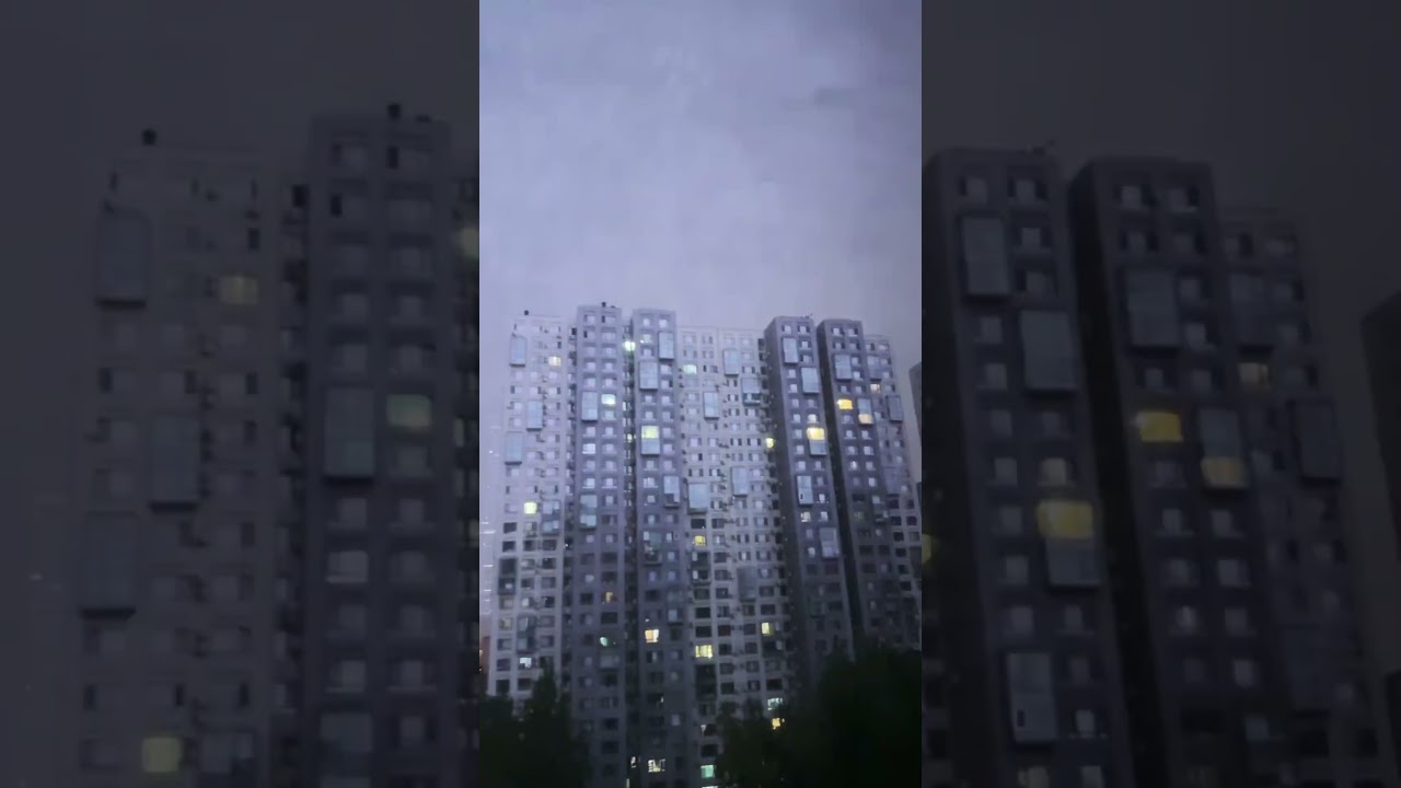 Beijing thunderstorm at night