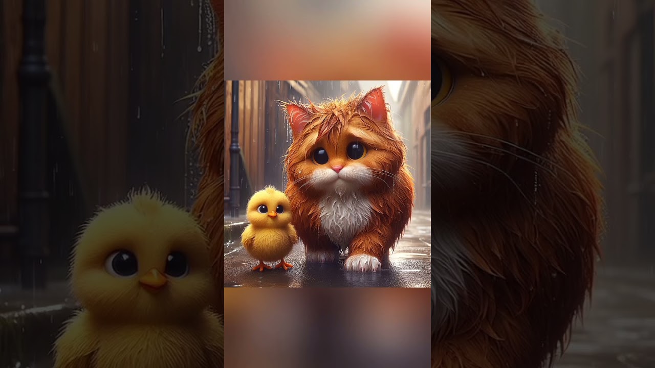 best edit video little cat save little chicku's life 😍 #trending #cat #duck #cute #doll