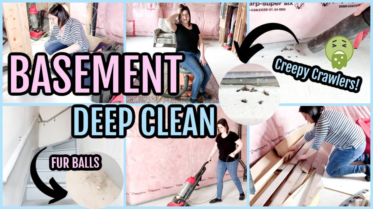 UNFINISHED BASEMENT DEEP CLEAN WITH ME | LOTS OF DUST | TONS OF VACUUMING |  CLEANING MOTIVATION